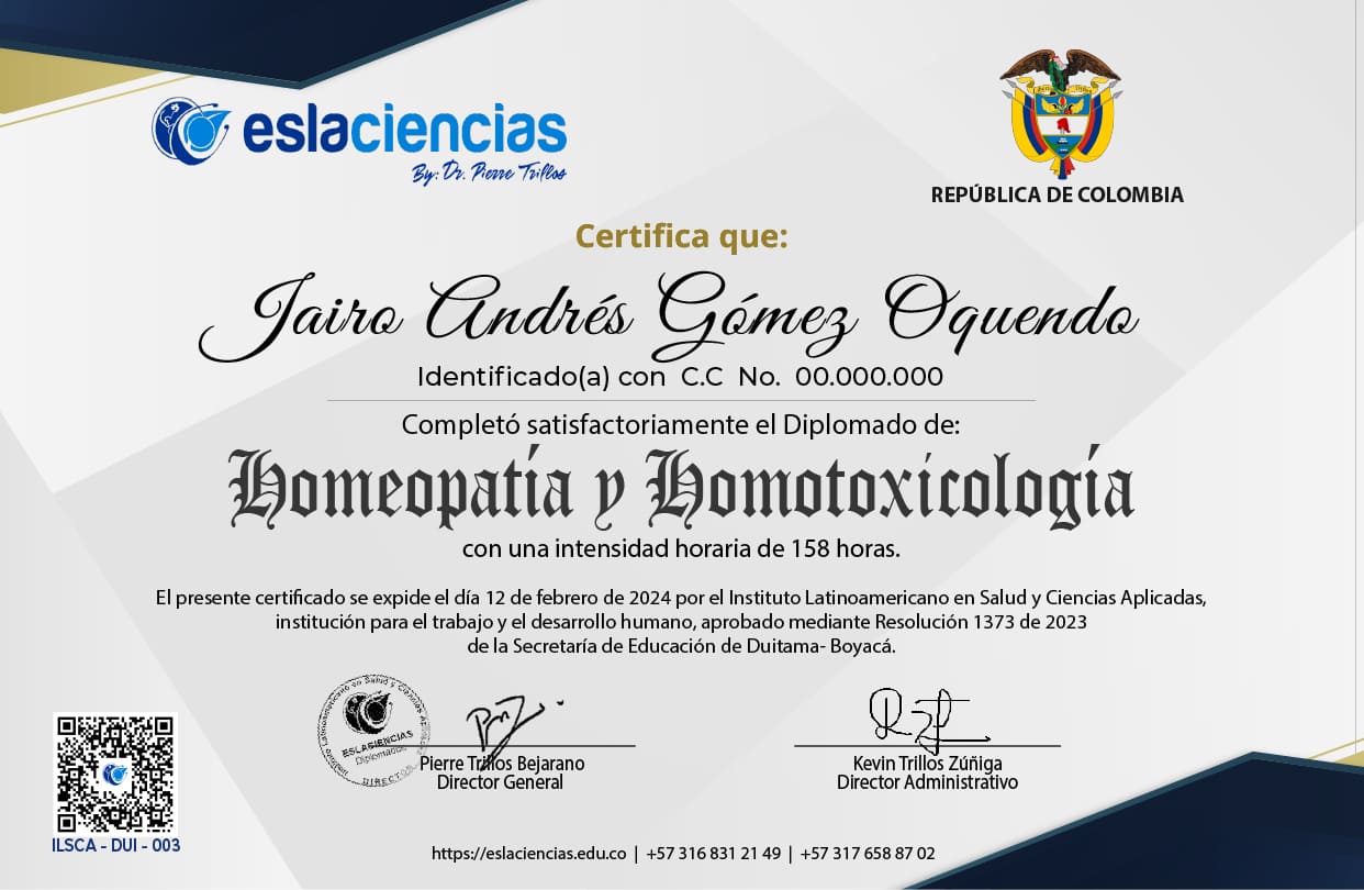 Certificado Homeopatía