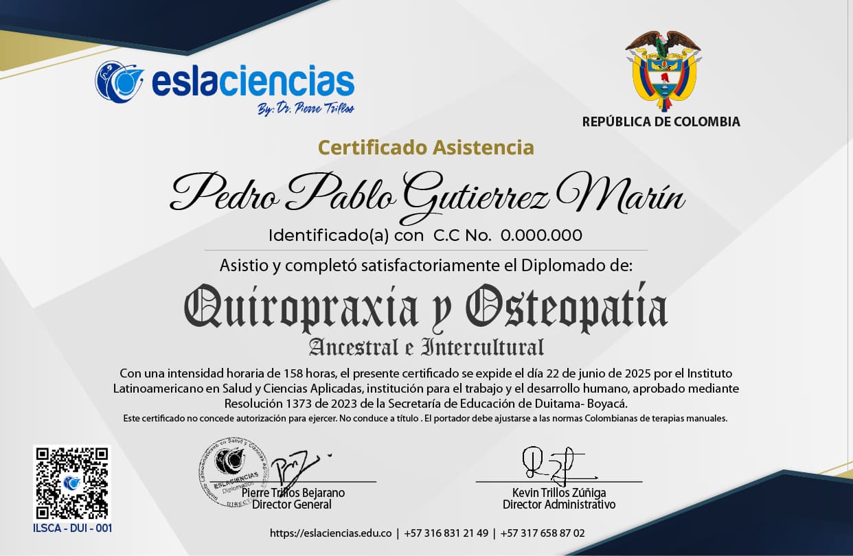 Certificado Eslaciencias Quiropraxia