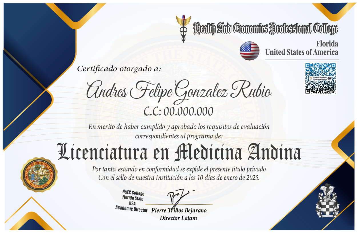 Certificado Licenciatura Medicina Andina